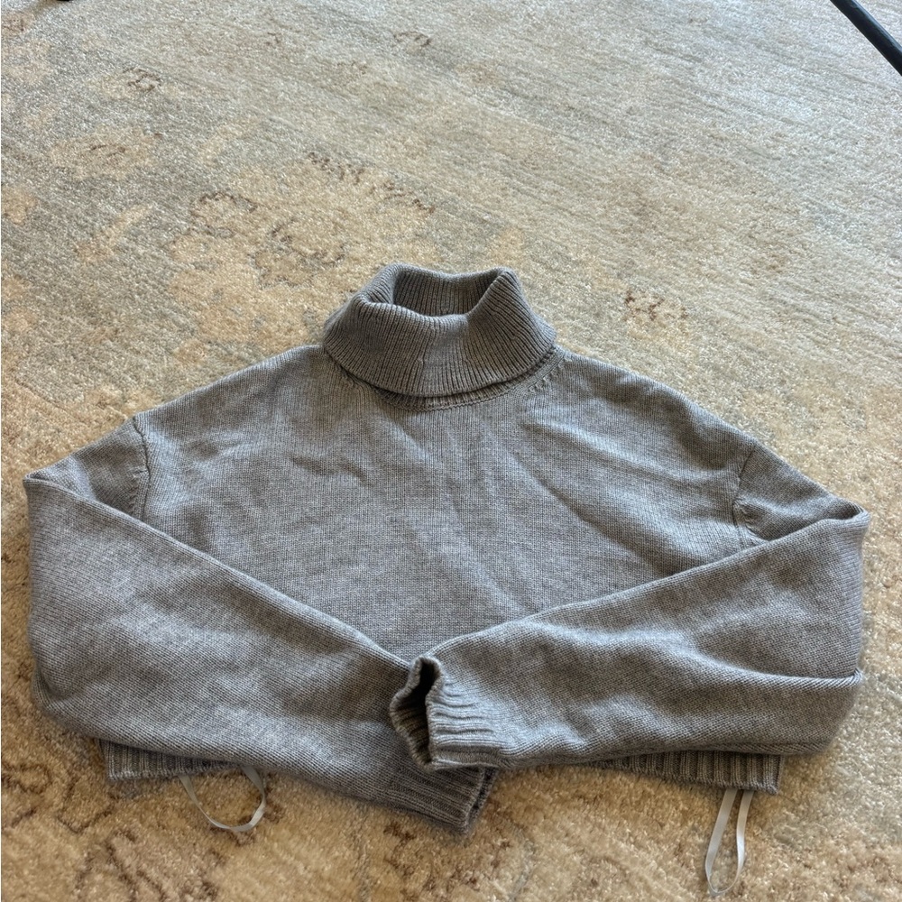 Ronny Kobo Collection Gray Cowl Turtleneck Sweater